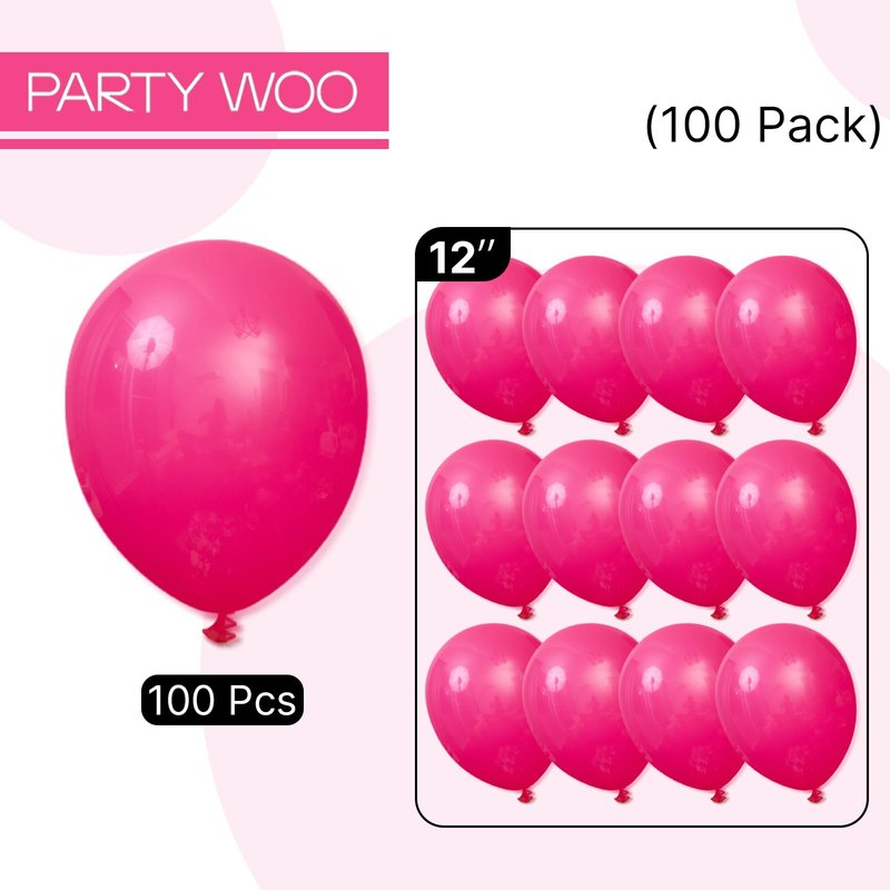 PartyWoo Hot Pink Balloons 100pcs 12 Inch Magenta Fuchsia Balloons for Baby Shower Gender Reveal Engagement Bachelorette Wedding Bridal Shower Anniversary Birthday Party Decorations Pink-Y12