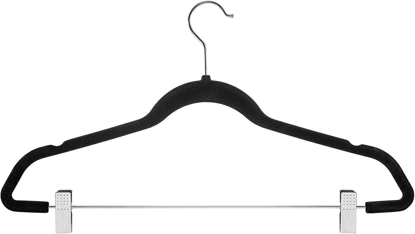 Zober Velvet Hangers - 20 Pack Metal Clip Hangers for Pants, Skirts & Dresses with 360° Hook
