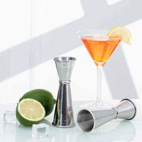 Briout Jigger for Bartending, 2Pcs Double Cocktail Jigger Japanese Premium 304 Food Grade Stainless Steel Jigger 2 OZ 1 OZ with Measurements Inside