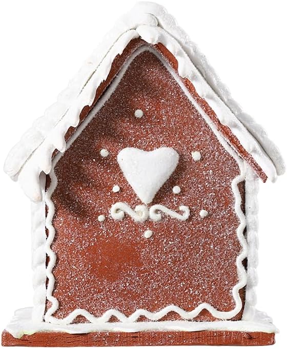 Regine Switzerland Gingerbread House Christmas Decoration - LED Light Clay Dough Design for Holiday Tabletop