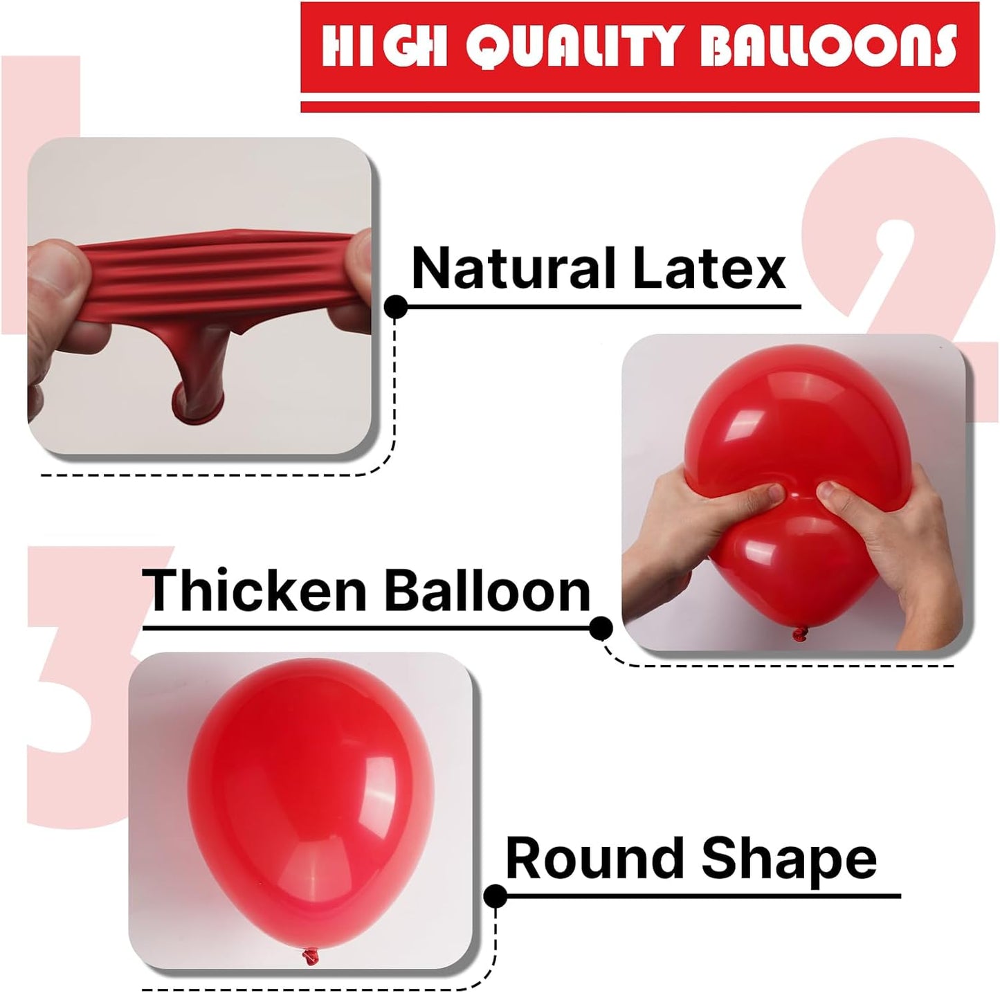 PartyWoo Red Balloons - 100 Pcs Matte Latex Balloons in Various Sizes for Party Decorations | Perfect for Garland & Arch