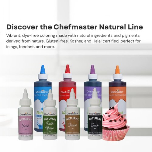 Chefmaster - Natural Liqua-Gel Food Coloring Kit - 4 Count Pack of Vibrant, Plant-Based Colors - Made in the USA