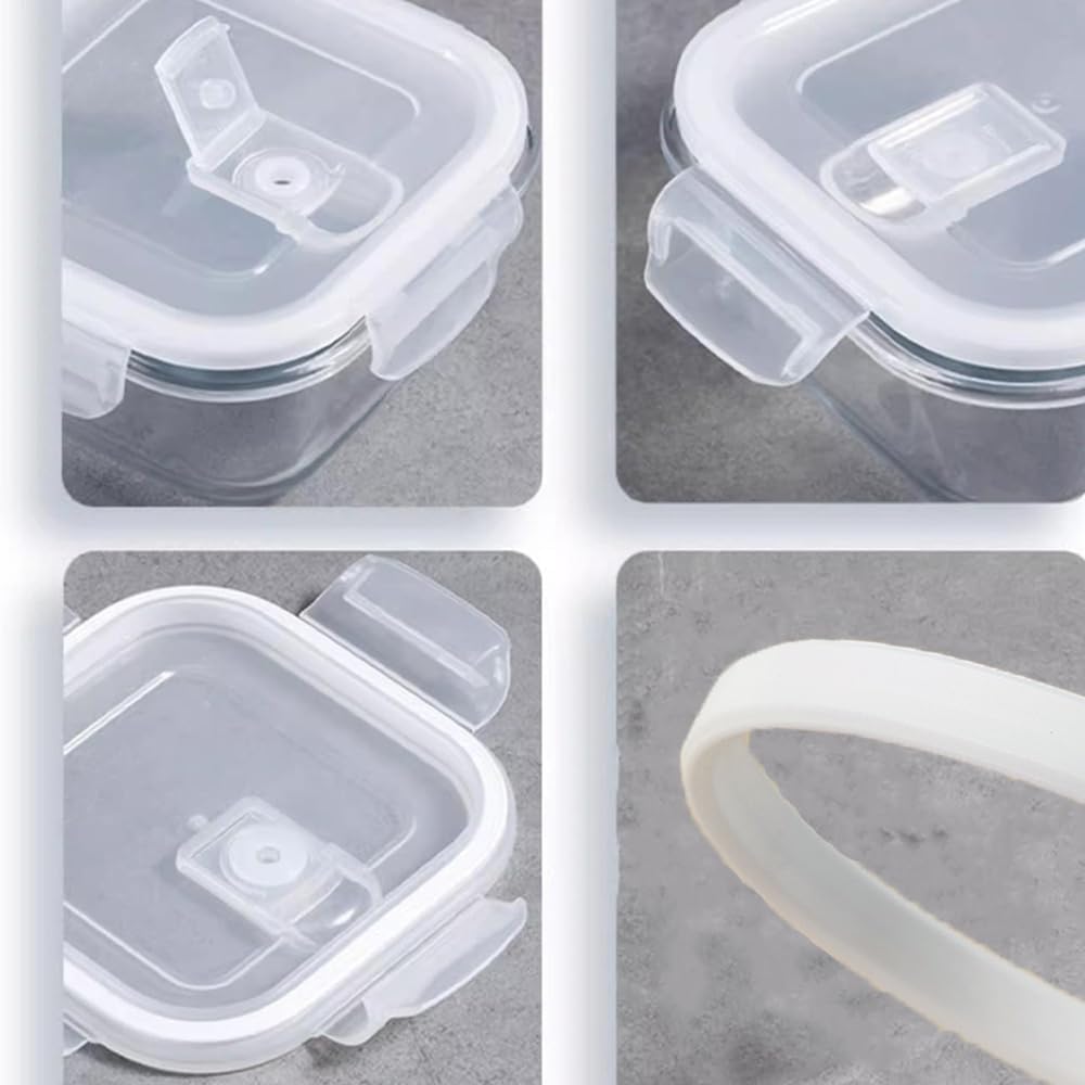 Skiennix 16oz Square Glass Meal Prep Containers - BPA-Free, Heat-Resistant, Microwave & Dishwasher Safe | 4 Pack