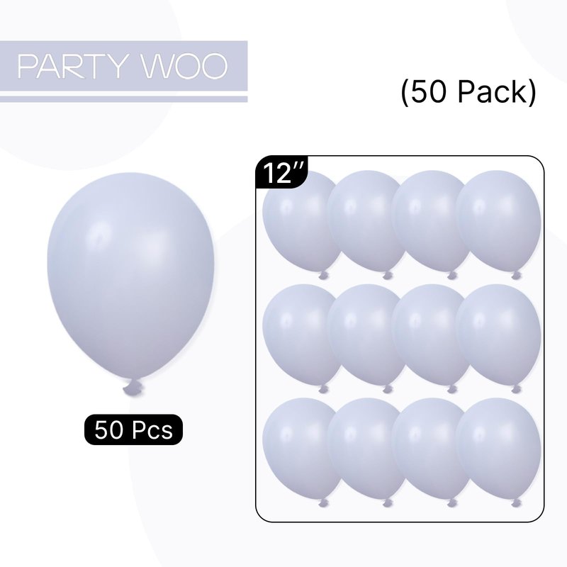 PartyWoo Dusty Blue Balloons 50pcs 12 Inch Slate Blue Boho Neutral Latex Helium Balloons for Baby Shower Wedding Graduation Anniversary Retirement Cat Tornado Birthday Party Decorations Blue-F51