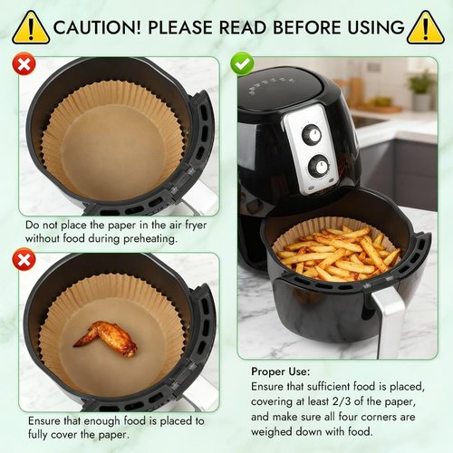 BYKITCHEN 300PCS Air Fryer Liners - Round Parchment Paper for 2 to 5QT Air Fryers | Compatible with Ninja, CHEFMAN, Cosori & More