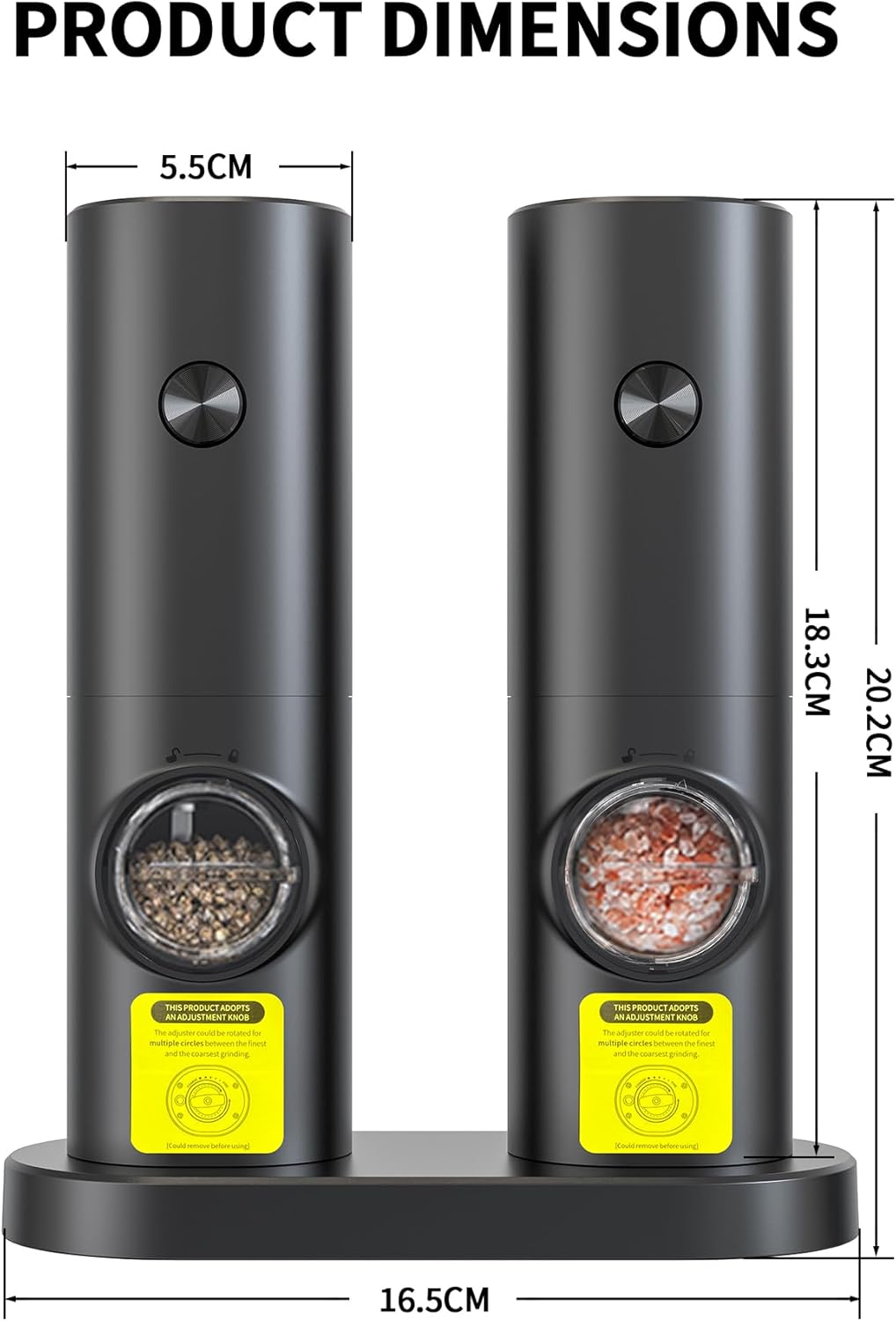 Skiennix Electric Salt and Pepper Grinder Set - Upgraded Automatic Mills with Adjustable Coarseness & LED | 2-Pack for Home Cooking & Gifts