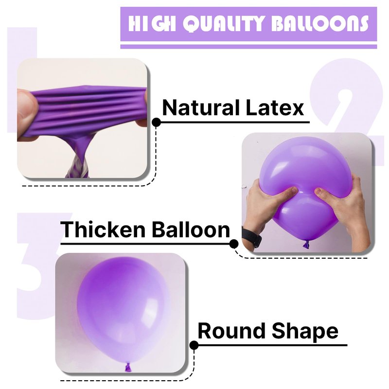 PartyWoo Purple Balloons 100pcs Different Sizes of 18 12 10 5 Inch Purple Balloon Arch Kit Garland for Birthday Engagement Wedding Bachelorette Bridal Shower Butterfly Party Decorations Purple-Y15