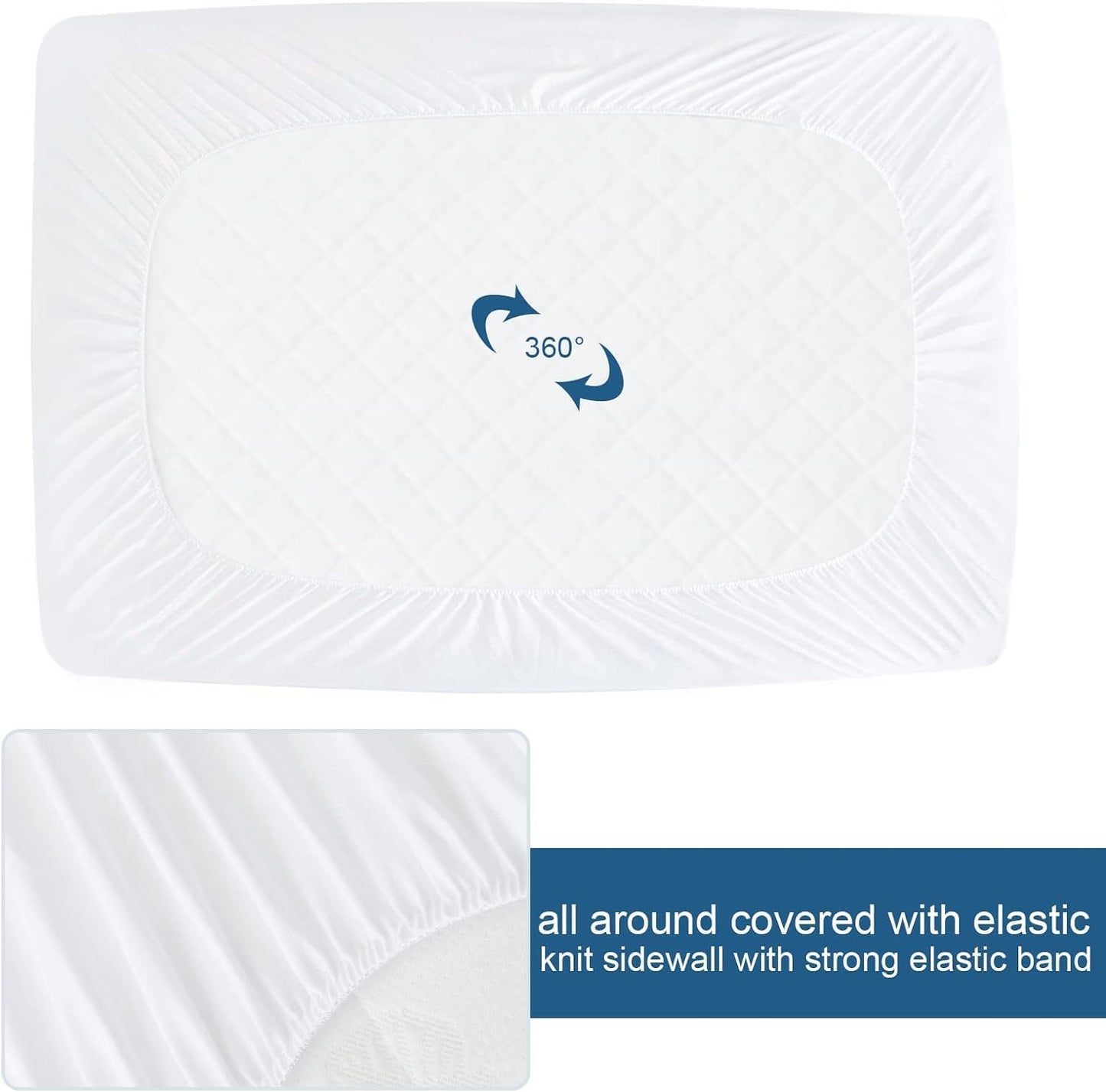 Skiennix Waterproof Terry Mattress Protector - Ultra Soft & Breathable Fitted Cover | 72''x75'' Up to 14'' Depth