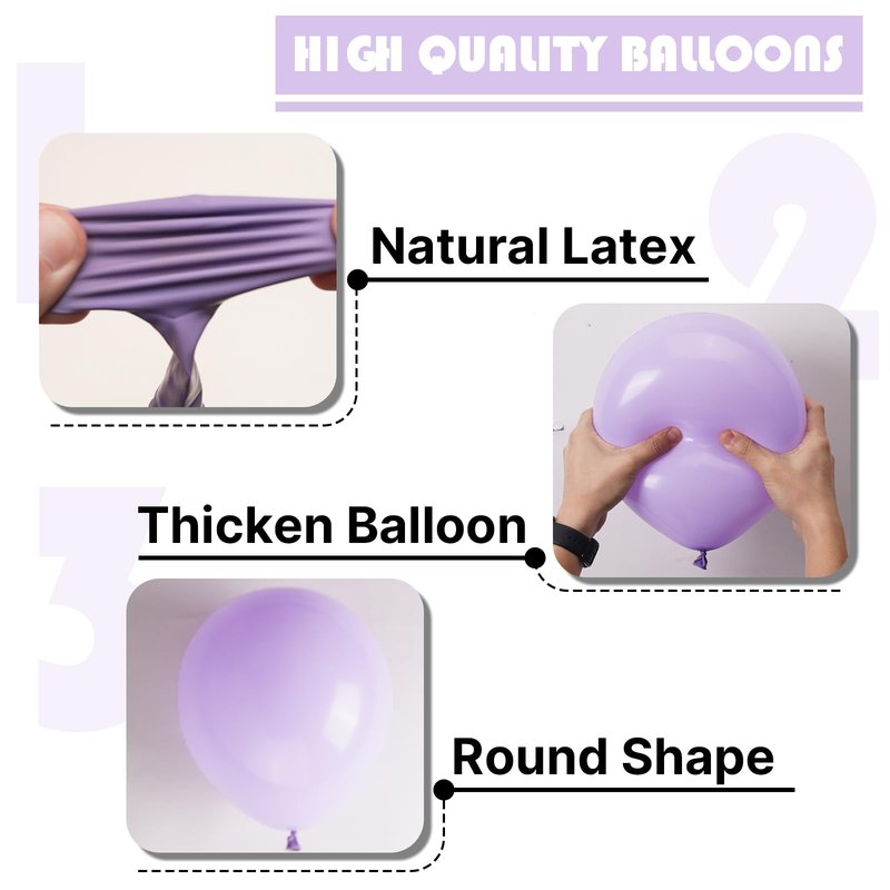 PartyWoo Pastel Purple Balloons 100 pcs Different Sizes Pack of 36 18 12 10 5 Inch Light Pastel Purple Lavender Lilac Balloon Arch Kit Garland for Baby Shower Birthday Party Decorations Purple-Q10