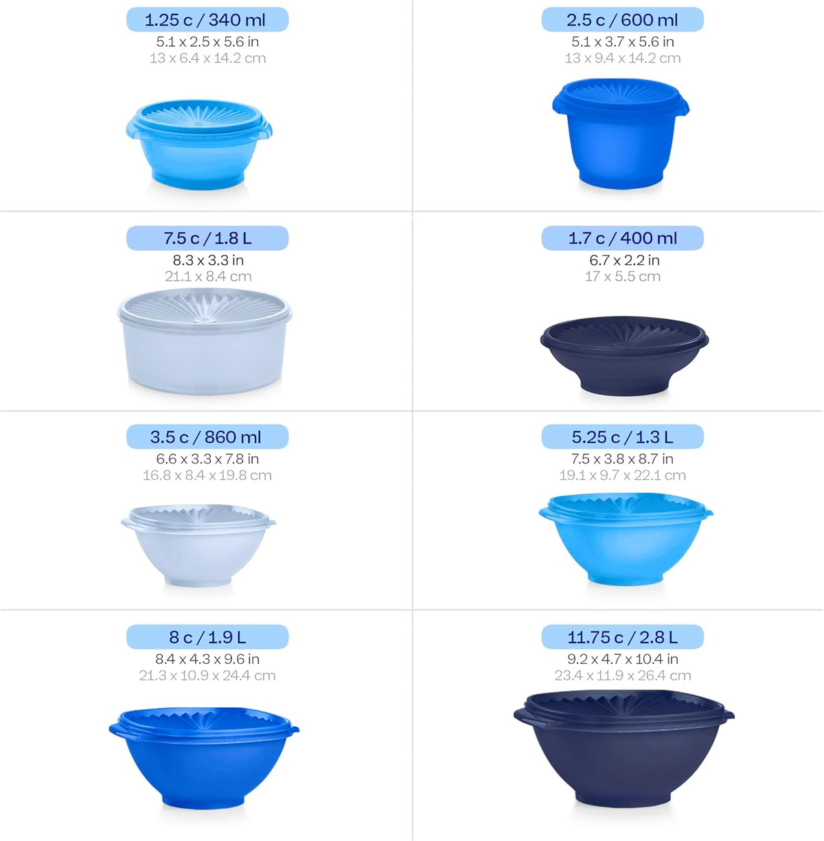 Tupperware Heritage Collection - 36 Piece Vintage Blue Food Storage Container Set | BPA-Free & Dishwasher Safe