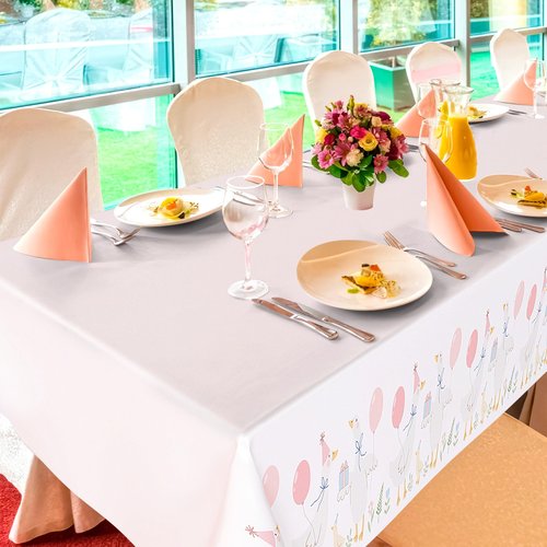 Honeydak 4 Pcs Silly Goose Birthday Party Tablecloths Pink 1st Baby Shower Gingham Table Cover Disposable Plastic Tablecloths Goose Theme Party Supplies for 1st Boys Girls Summer Decorations