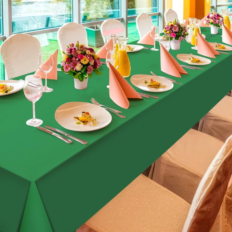 YIDAKO 3Pcs Green Tablecloths for Rectangle Tables,Disposable Plastic Table Cloth,Waterproof Green Table Cover for Graduation Birthdays Weddings Anniversary Party Decorations,54 x 108 Inch