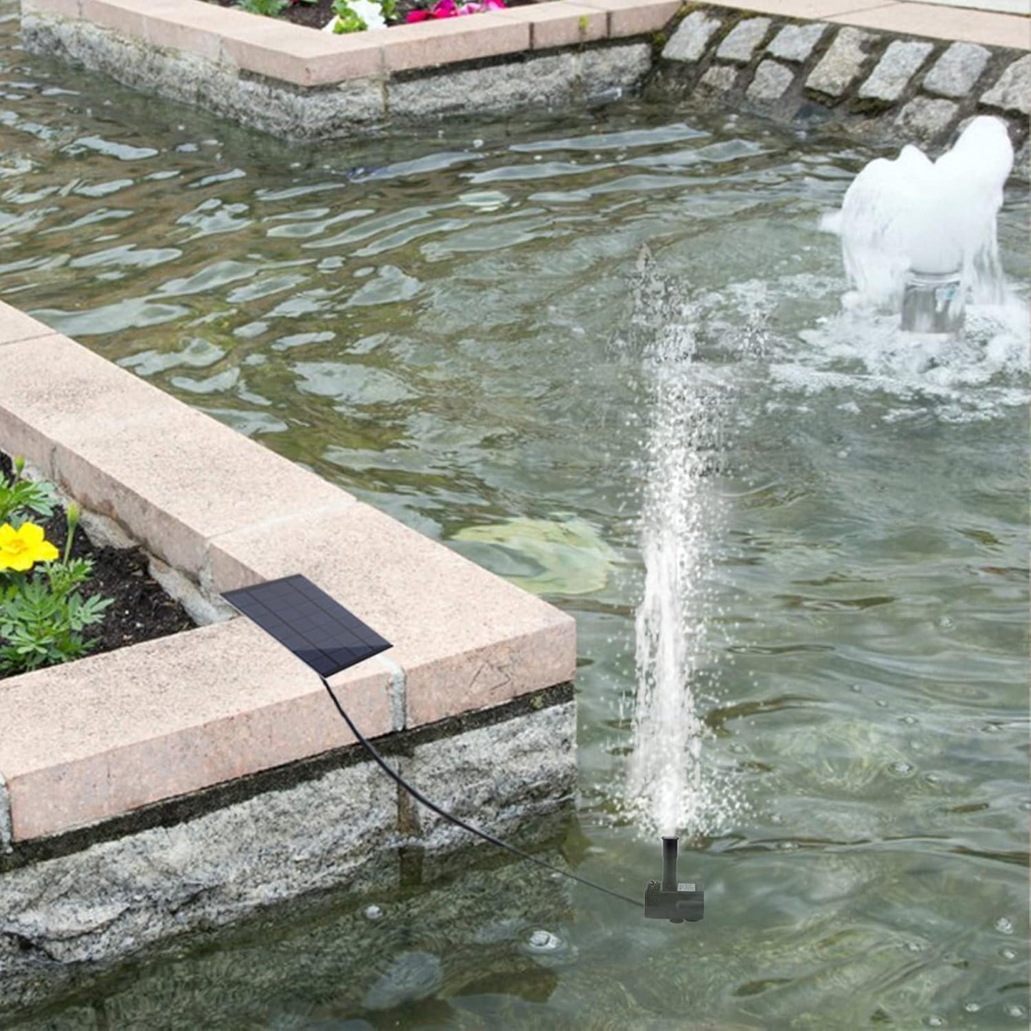 Skiennix Solar Fountain Pump Kit - 1.8W Upgraded Water Pump with 3M Cable & 4 Nozzles for Bird Bath & Garden