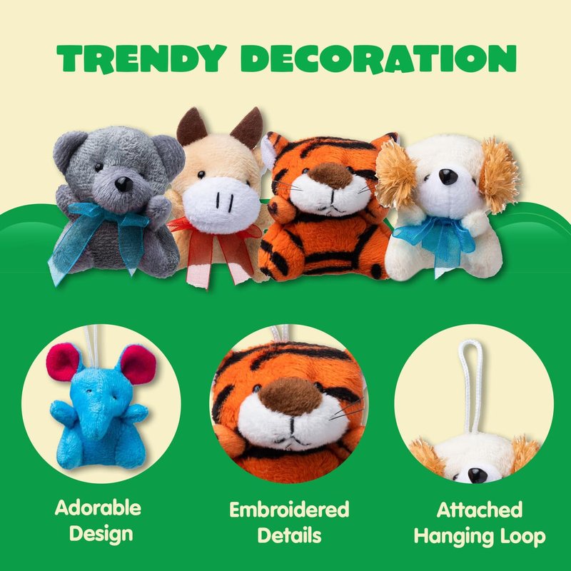 JOYIN 36 Pack Mini Animal Plush Toy Assortment (36 Units 3" Each),Bulk Stuffed Animals Party Favors for Kids, Small Animals Plush Keychain Decoration, Carnival Prizes, Birthday Treasure Box Toys