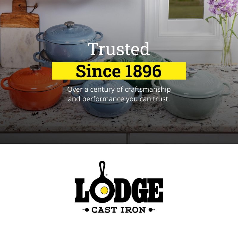 Lodge Essential Enamel Cast Iron Dutch Oven - Perfect for Bread Baking, Braising, Marinating & Slow Cooking - Features Moisture-Sealing Lid & Dual Handles - Kitchen Essentials - 6 Quarts - Cornflower Blue