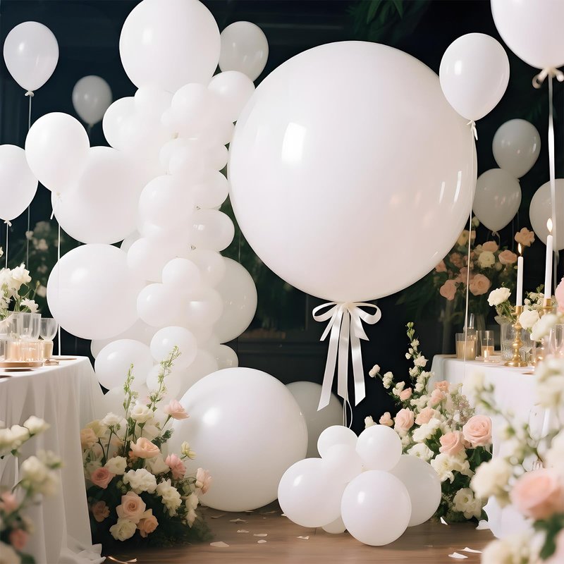 LEEZZIZZ White Giant Balloons 36 Inch, Large Latex Balloons, 9 Pcs Jumbo Balloons Bluk for Kid's Party Wedding Birthday Supply Decorations.