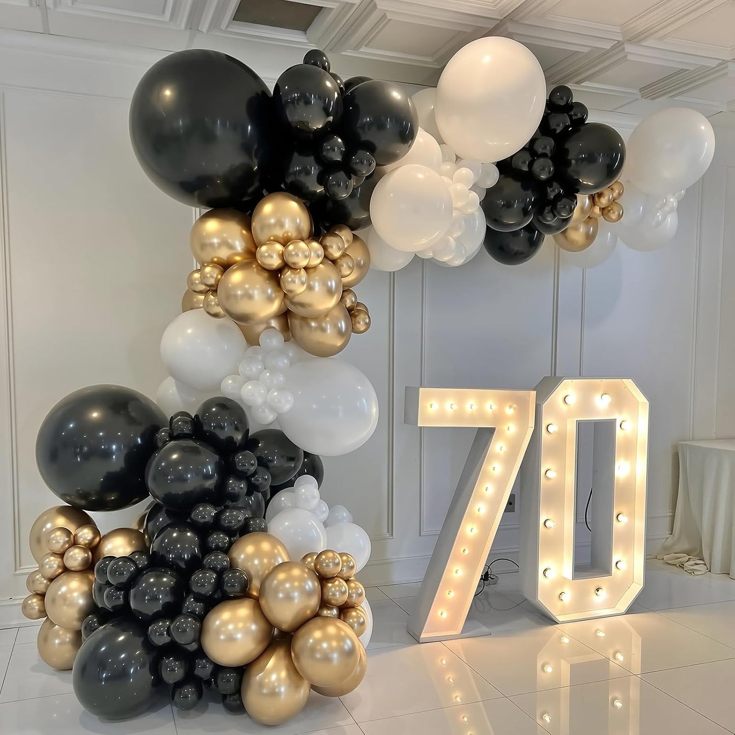 Skiennix 145-Piece Black Balloon Garland Kit - Various Sizes for Birthday, Wedding & Party Decor