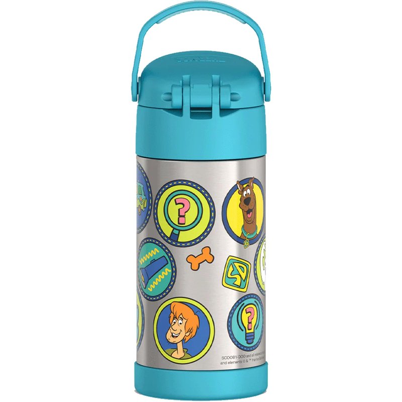THERMOS FUNTAINER Water Bottle with Straw - 12 Ounce - Kids Stainless Steel Vacuum Insulated Water Bottle with Lid, Scooby-Doo