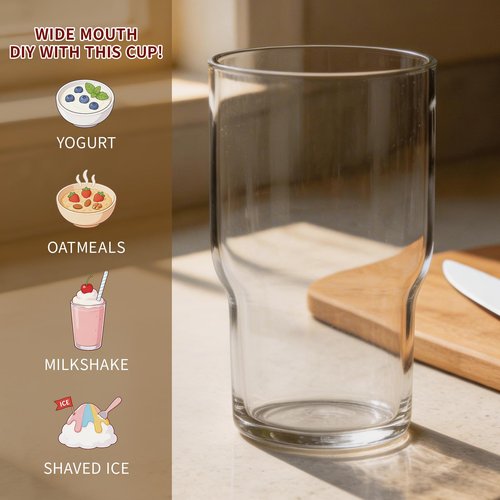 BLUEPOLAR 470ml/16oz Ribbed Glass Tumbler with Straw and Lid, BPA-Free Reusable Iced Coffee Cups with Lids, Thickened Coffee Tumbler for Office/Travel/Car (18oz)