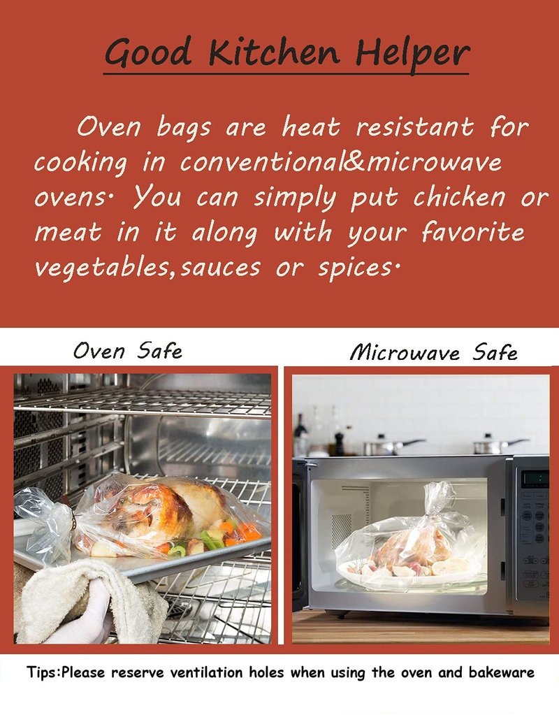 30×Oven Roasting Bags for Oven with Ties for Roasting Chicken, Meat & Fish Multi Purpose Food Safe Oven Bags for Baking Steaming Roasting Grilling Meal Prep (30, Medium)