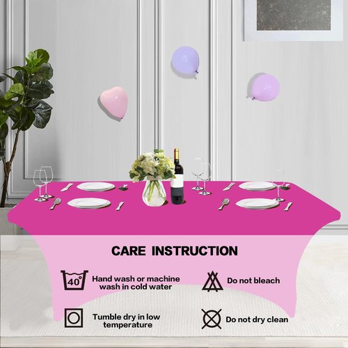 IVAPUPU 6FT Table Cloth for Rectangular Fitted Events Stretch Fuchsia Table Covers Washable Cover Spandex Tablecloth Protector for Party, Wedding, Cocktail, Banquet, Festival