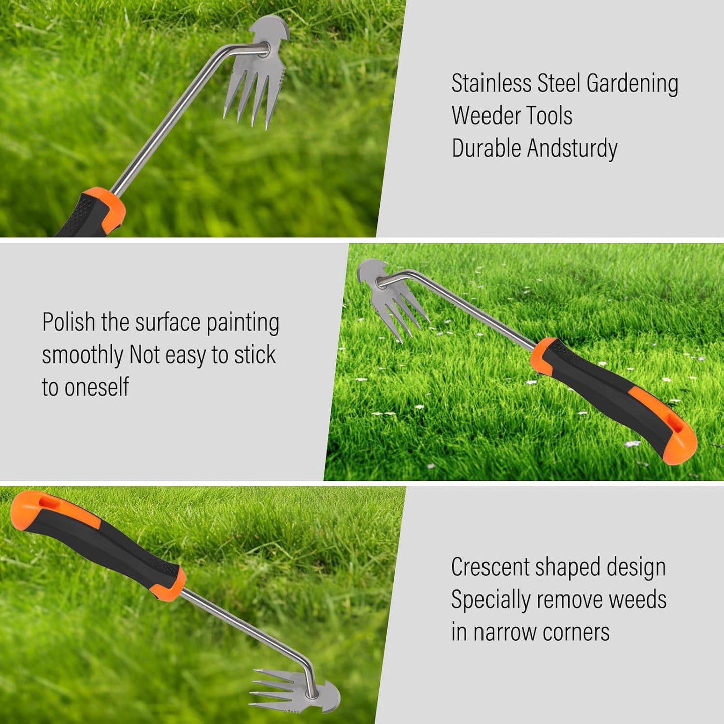 SIXCAR Weed Remover Tool - Portable Garden Weeder for Effortless Uprooting & Planting | Rubber Handle