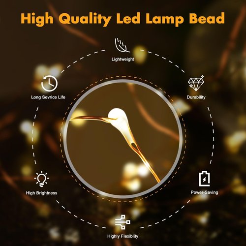 Edew Fairy Lights Plug in, 99ft 300 LED Fairy Lights Warm White Copper Wire Waterproof Starry String Lights for Indoor Outdoor Patio Garden Bedroom Wedding Christmas Festival Decoration
