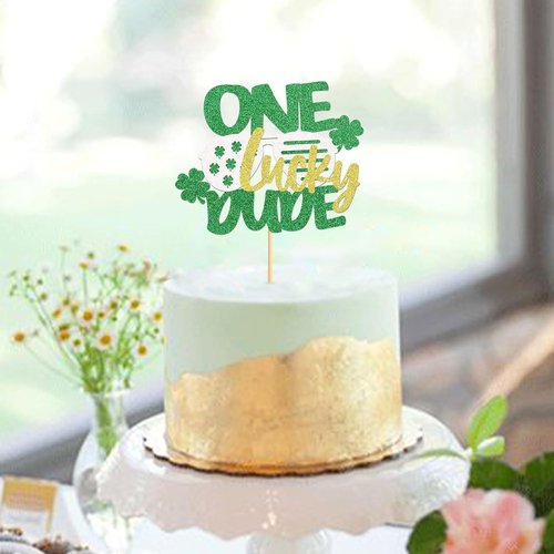 Ercadio St. Patrick's Day Cupcake Toppers - Green Glitter Shamrock Picks for Party Decor