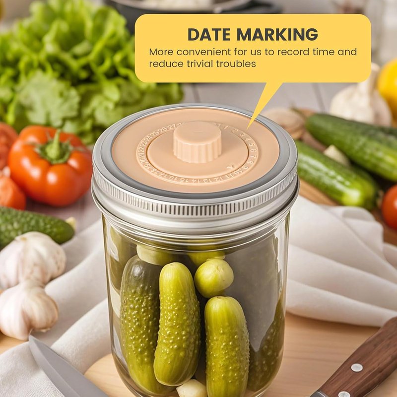 Mfacoy Airlock Fermentation Lids for Small Mouth Mason Jars, Fermenter Caps, Fermentation Kit for Sauerkraut & Pickle Kit, One Way Waterless Airlock Valve - BPA-Free (Jar Not Included)