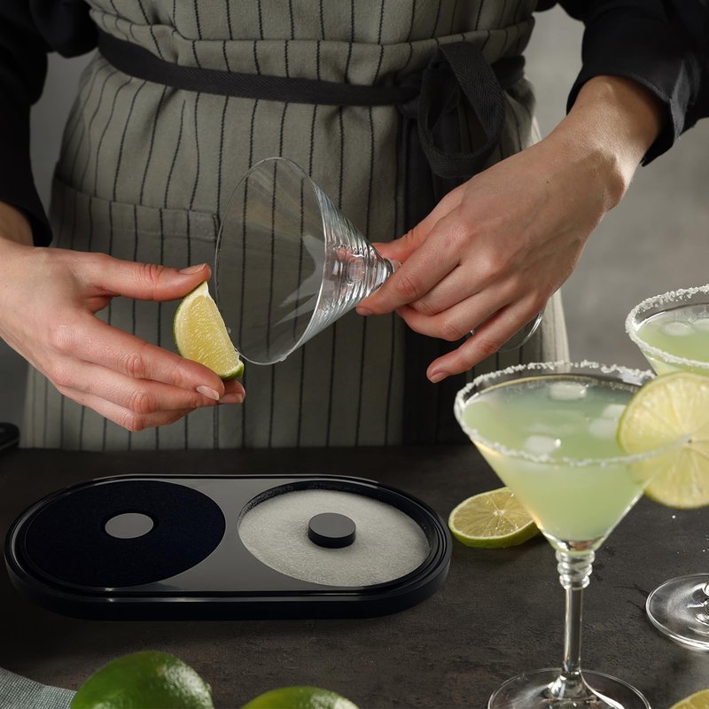 KKJCXY Bar Glass Rimmer All in-One Margarita Salt Rimmer Set for Cocktails, Salt and Sugar Rimmer Tray for Drinks - Drink Rimmer, Glass Rimmer for Margarita Rim, Cocktail Rimmer for Bar Tool