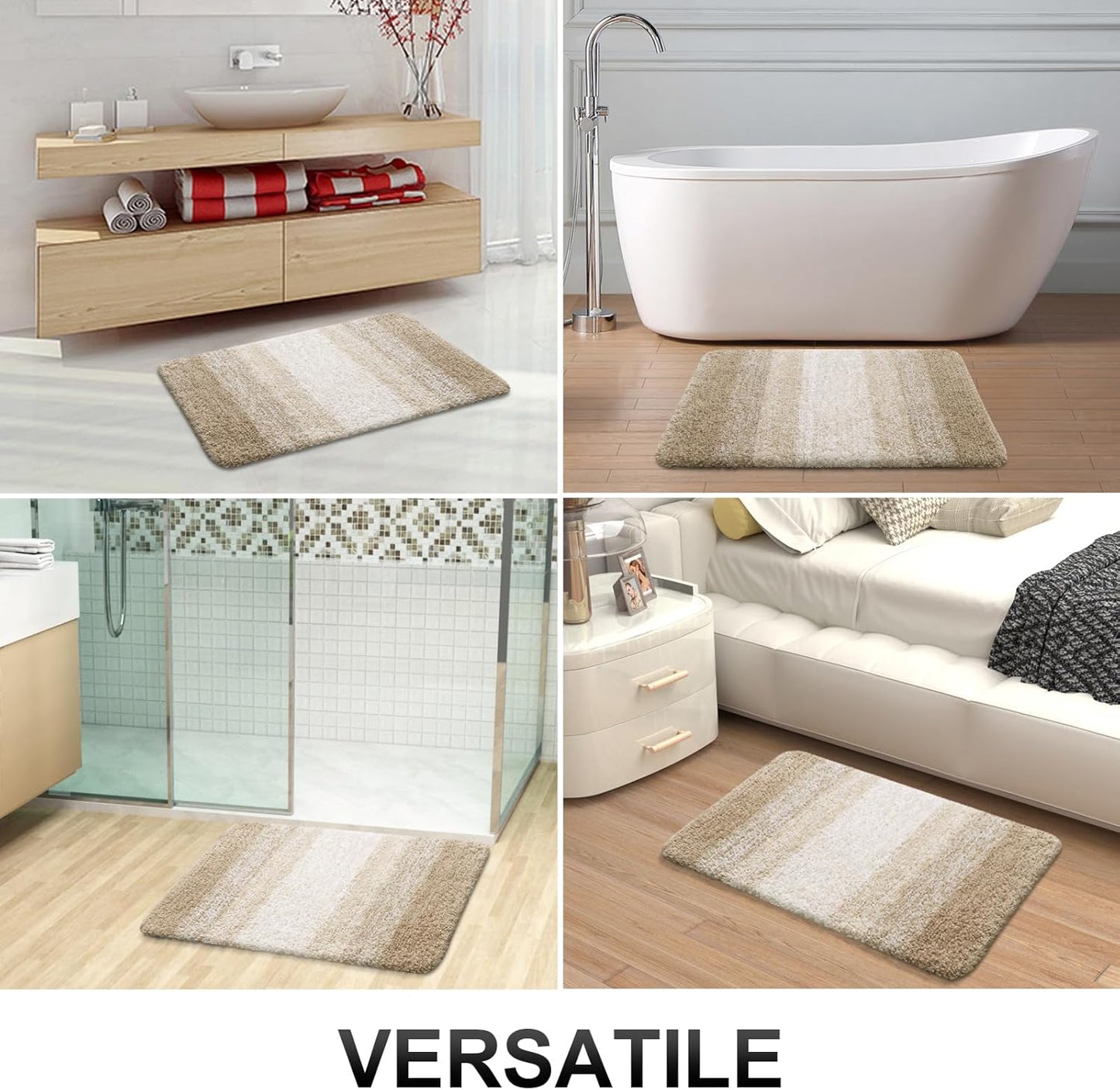 OLANLY Bathroom Runner Rug - Extra Soft Microfiber Mat, Quick Dry & Washable, 59x20 Inches, Tan