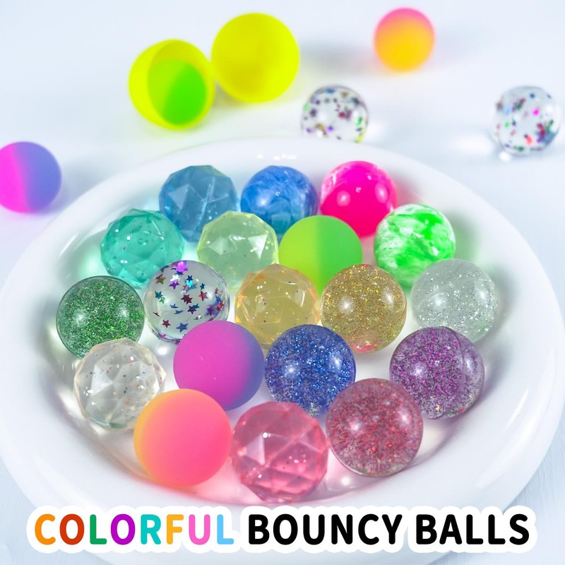 QYESQ Easter Egg Fillers - Easter Basket Stuffers - 24 Bouncy Balls, Fidget Toys, Easter Basket Essentials Party Favors Supplies, Family Games Prize Bulk Birthday Gifts for Boys Girls Teens Classroom
