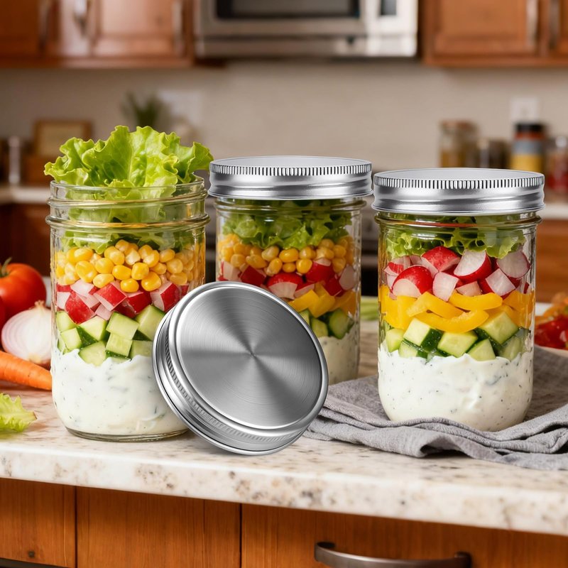 Palksky Mason Jar Lids Stainless Steel for Wide Mouth Mason Jar Lids, 4Pcs Rustproof Mason Jar Caps/Tops - Leakproof & Dishwasher Safe