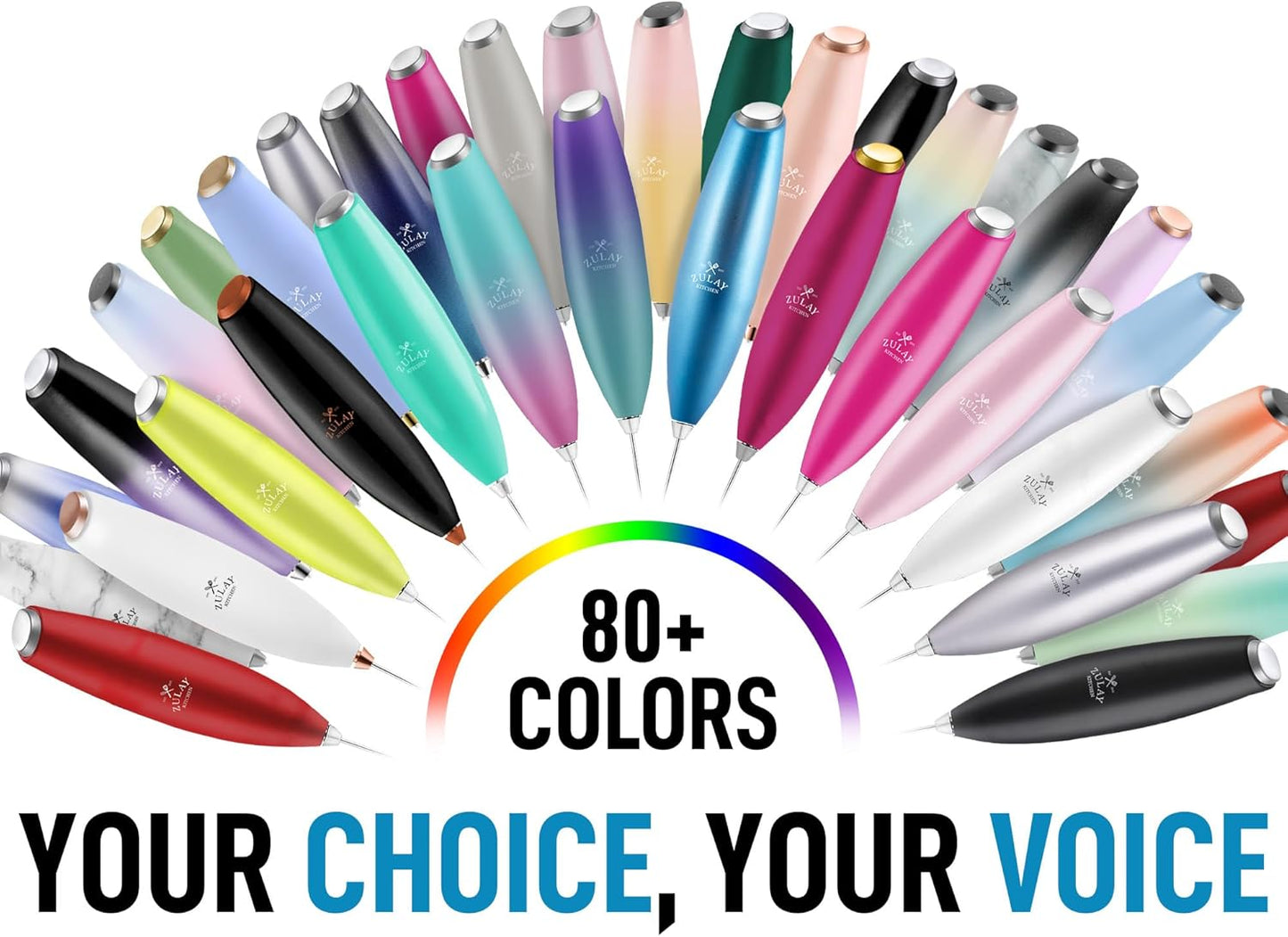 Zulay Kitchen Milk Frother Wand - Ultra Fast Handheld Electric Whisk for Coffee & Lattes - Grape Color