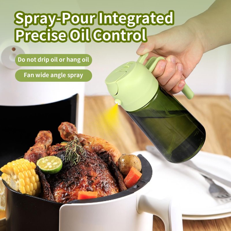 awddsv Upgraded 16oz Glass Olive Oil Sprayer (Green) – 2-in-1 No-Leak Spray & Pour Oil Dispenser for Air Fryer, Cooking, Salad & BBQ – Fine Mist, Easy Fill, Dishwasher Safe Kitchen Gadget