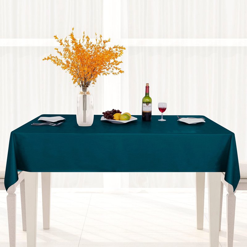 sancua 100% Waterproof Rectangle PVC Tablecloth - 54 x 54 Inch - Oil Proof Spill Proof Vinyl Table Cloth, Wipe Clean Table Cover for Dining Tables, Buffet Parties and Camping, Deep Teal