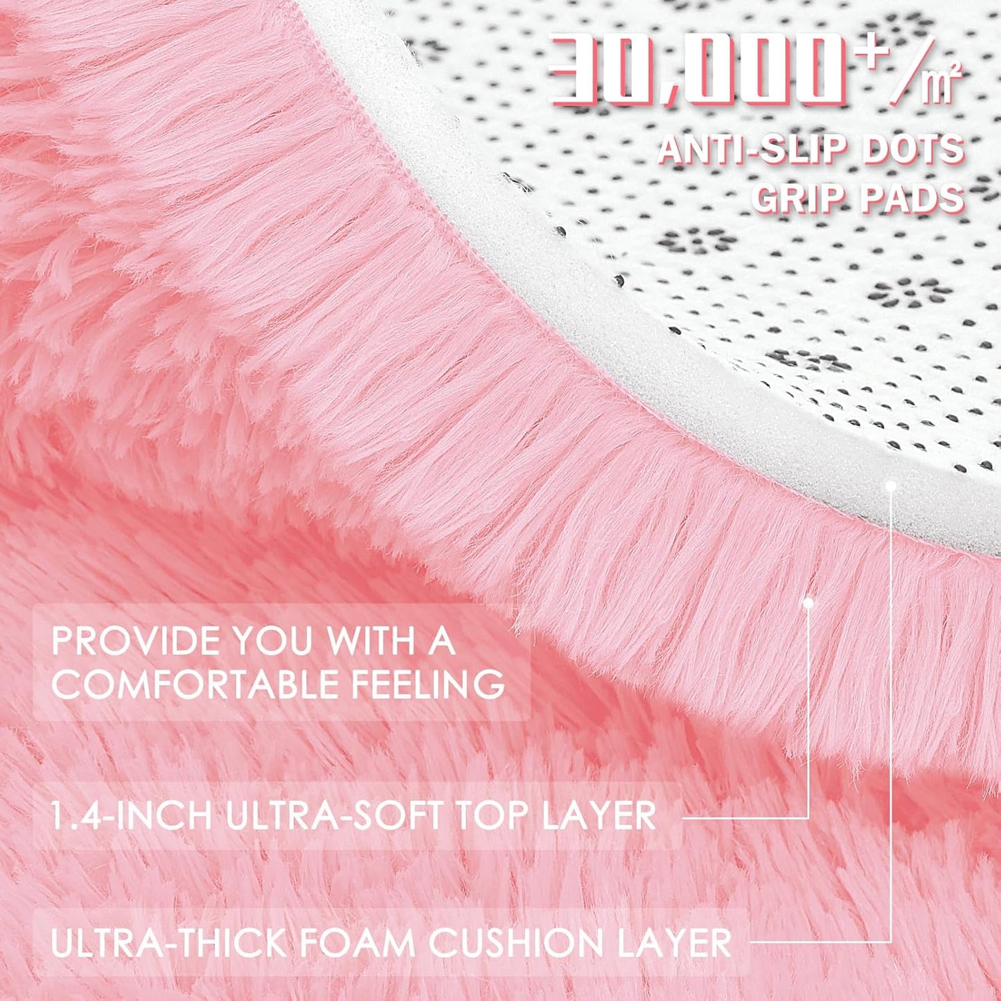OLANLY Runner Rugs - Soft, Machine Washable Shaggy Design for Hallway & Bedroom | Pink 2x5 ft