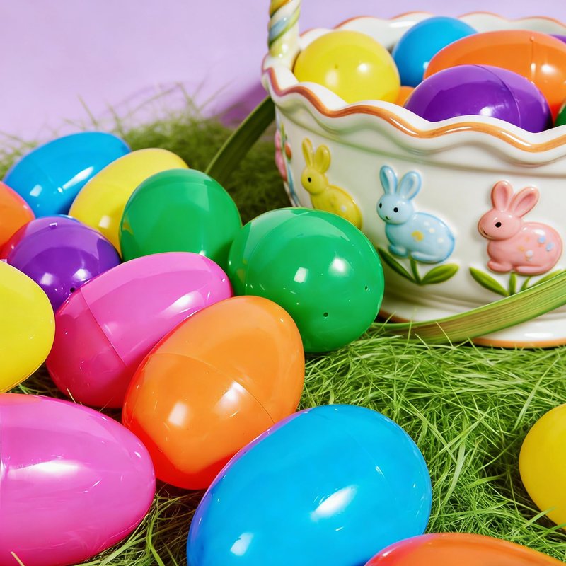 WODCM 24 Pack of 3.15" Fillable Plastic Easter Eggs 6 Vibrant Styles for Easter Hunts Basket Stuffers Party Favors and Classroom Prizes