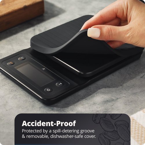Greater Goods Coffee Scale with Timer – 0.1g Precision Digital Coffee & Espresso Scale for Pour-Over, Coffee Bean Weighing, Barista Brewing, Waterproof Cover, 3kg Capacity (Onyx Black)