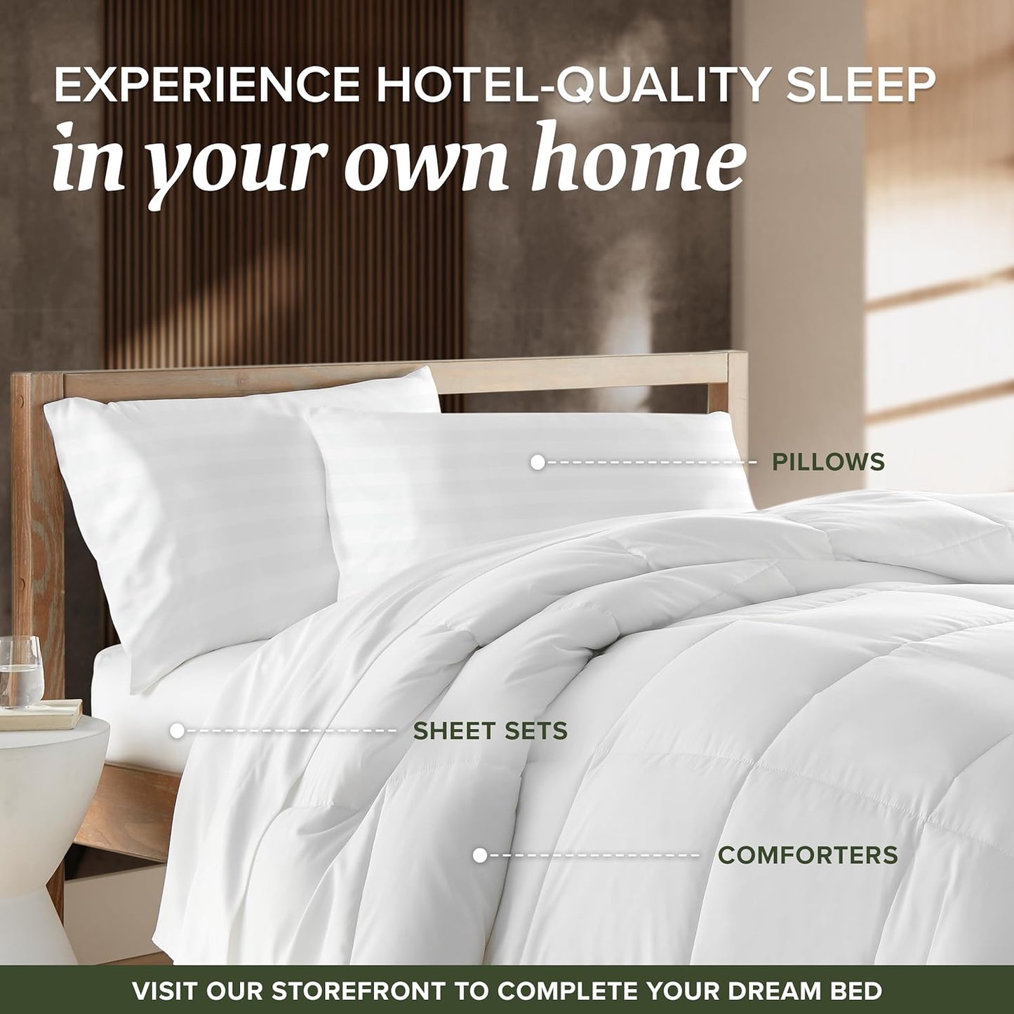 Beckham Hotel Collection Queen Size White Pillow Protectors - Soft, Breathable Cotton, Set of 2