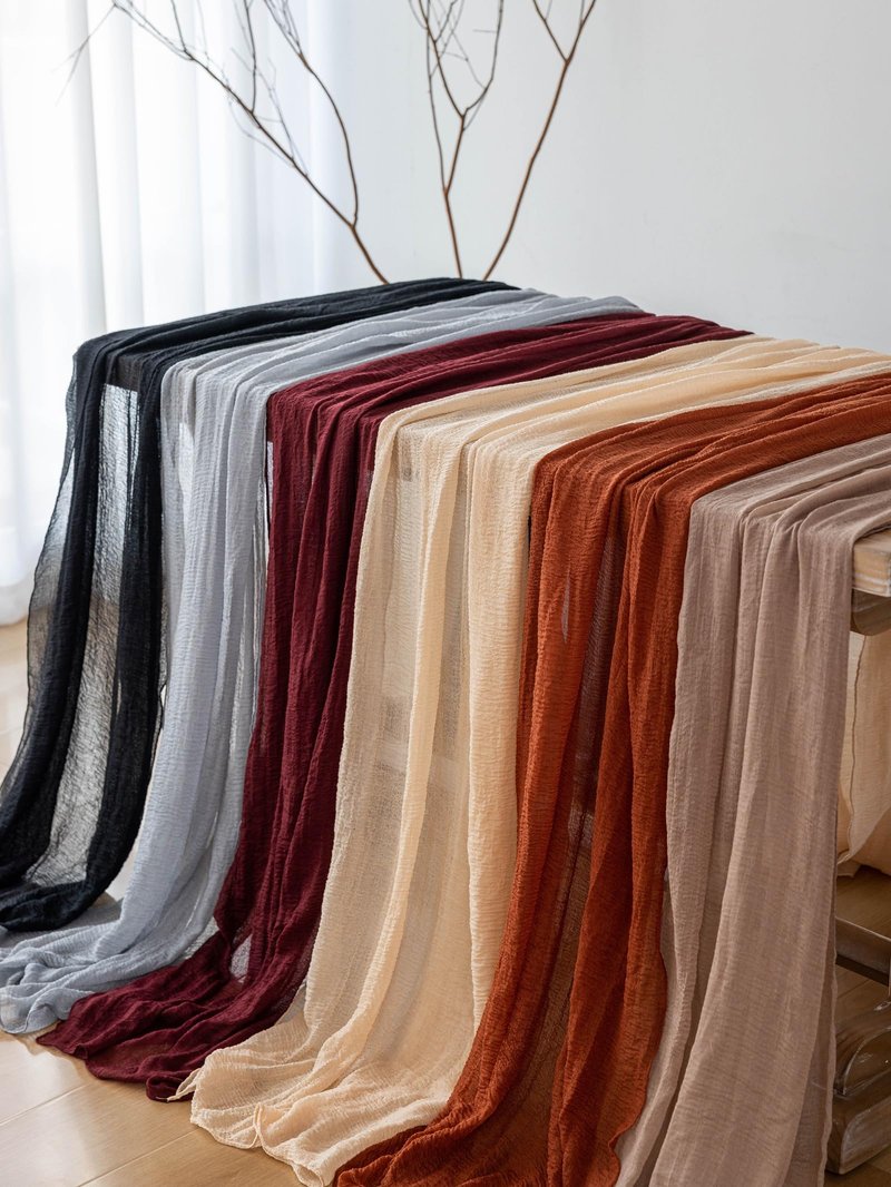 Keketoarrange 3pcs Deep Beige Cheesecloth Table Runner Rustic Boho Butter Gauze 120 Inch 10 FT Cheese Cloth for Wedding Baby Bridal Shower Birthday Engagement Party Long Sheer Spring Home Decorations