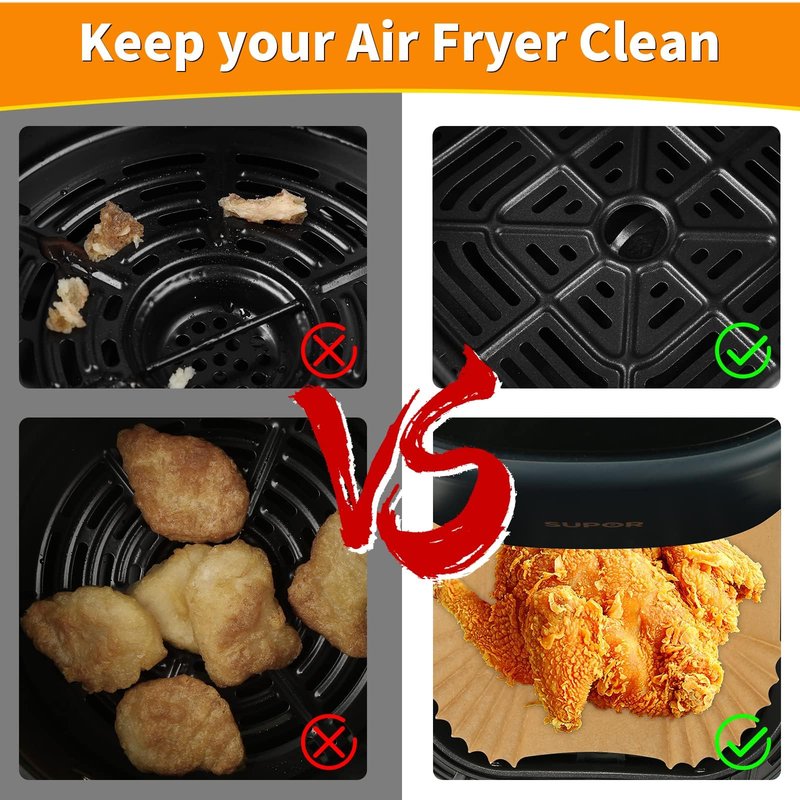 Air Fryer Disposable Paper Liner for Ninja DZ201/DZ401/DZ550/DZ302/SL401/SL451,100PCs Rectangle 8.6x 5.5'' Baking Parchment Paper Inserts Accessories,Ninja Foodi Dual Papel para Freidora de Aire