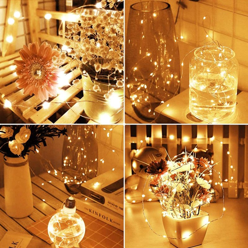 6 Pack LED Fairy Lights Battery Operated with Timer, 13FT 40LED Waterproof Firefly Lights Silver Wire Mini Twinkle String Lights for Wedding Christmas Birthday Party Mason jar Decorations, Warm White