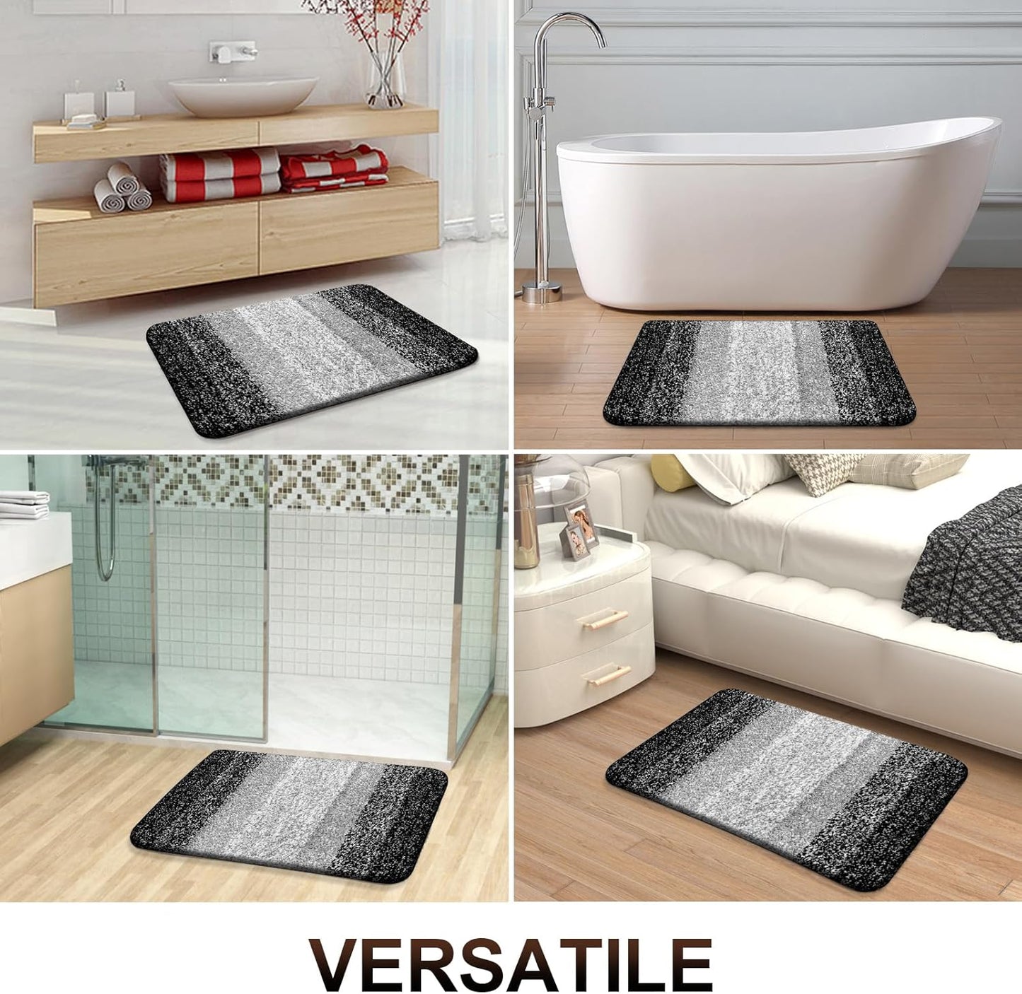 OLANLY Bathroom Rugs - Extra Soft Absorbent Microfiber Mat | Quick Dry, Machine Washable, 24x16, Black
