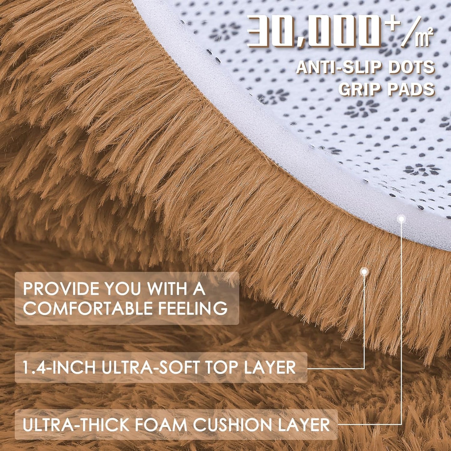 OLANLY Large Area Rug - Soft Fluffy Shaggy Carpet for Living Room & Bedroom | 8x10, Khaki