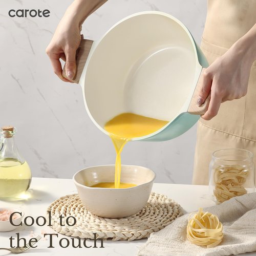 CAROTE 21-Piece Ceramic Pots and Pans Cookware Set, Non Stick Induction Cook Ware Kitchen Cooking Set Non-Toxic Health, PFAS Free