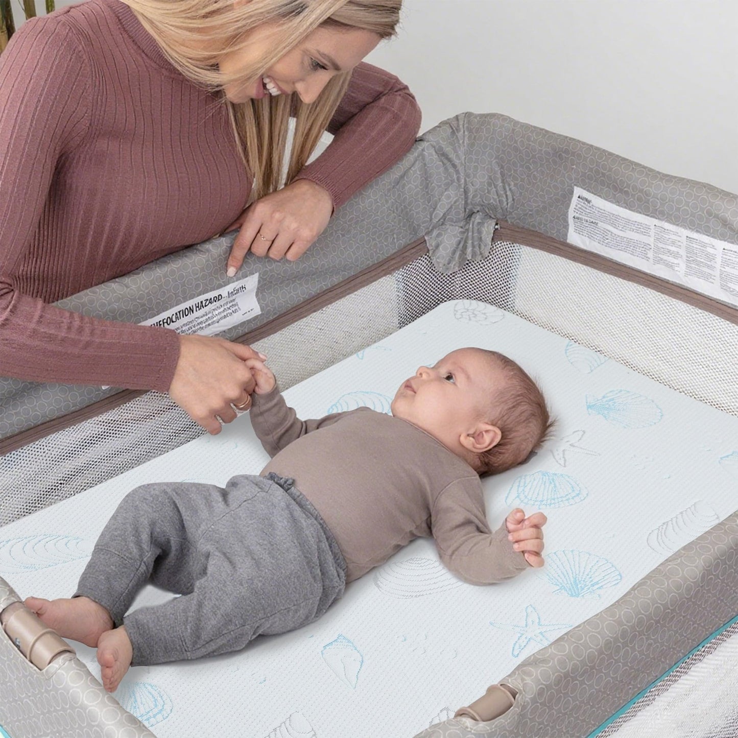HDJOAPS Pack and Play Mattress 38"x26"x3", Crib Mattress Pad for Playard, Pack n Play Mattress with Soft Breathable Washable Cover for Baby and Toddler