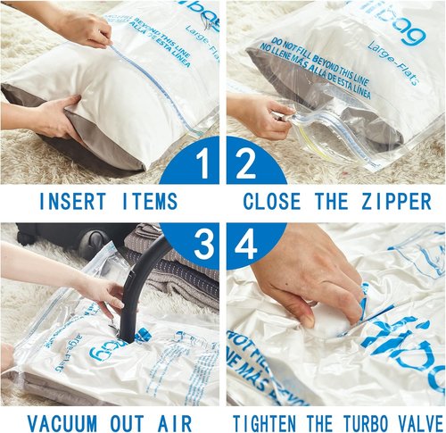 HIBAG Vacuum Storage Bags - 30-Pack Space Saver Seal Bags for Clothes, Comforters & Blankets