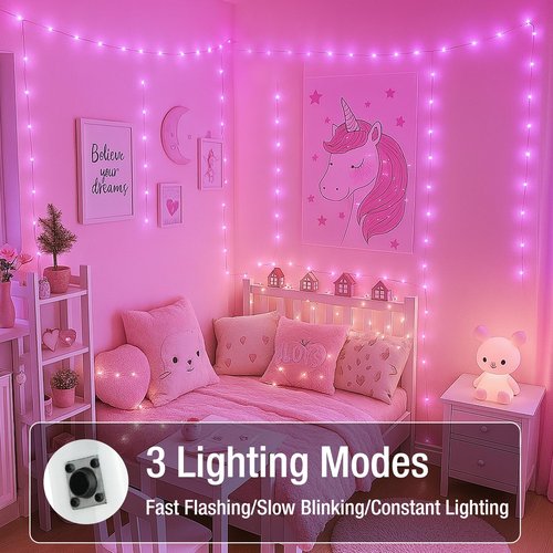Fairdeer 20 Pack Fairy Lights Battery Operated - 7ft 20 Led Twinkle Lights 3 Modes, Bulk Mini String Lights Waterproof for Mason Jars Vases DIY Party Wedding Decoration Christmas - Pink
