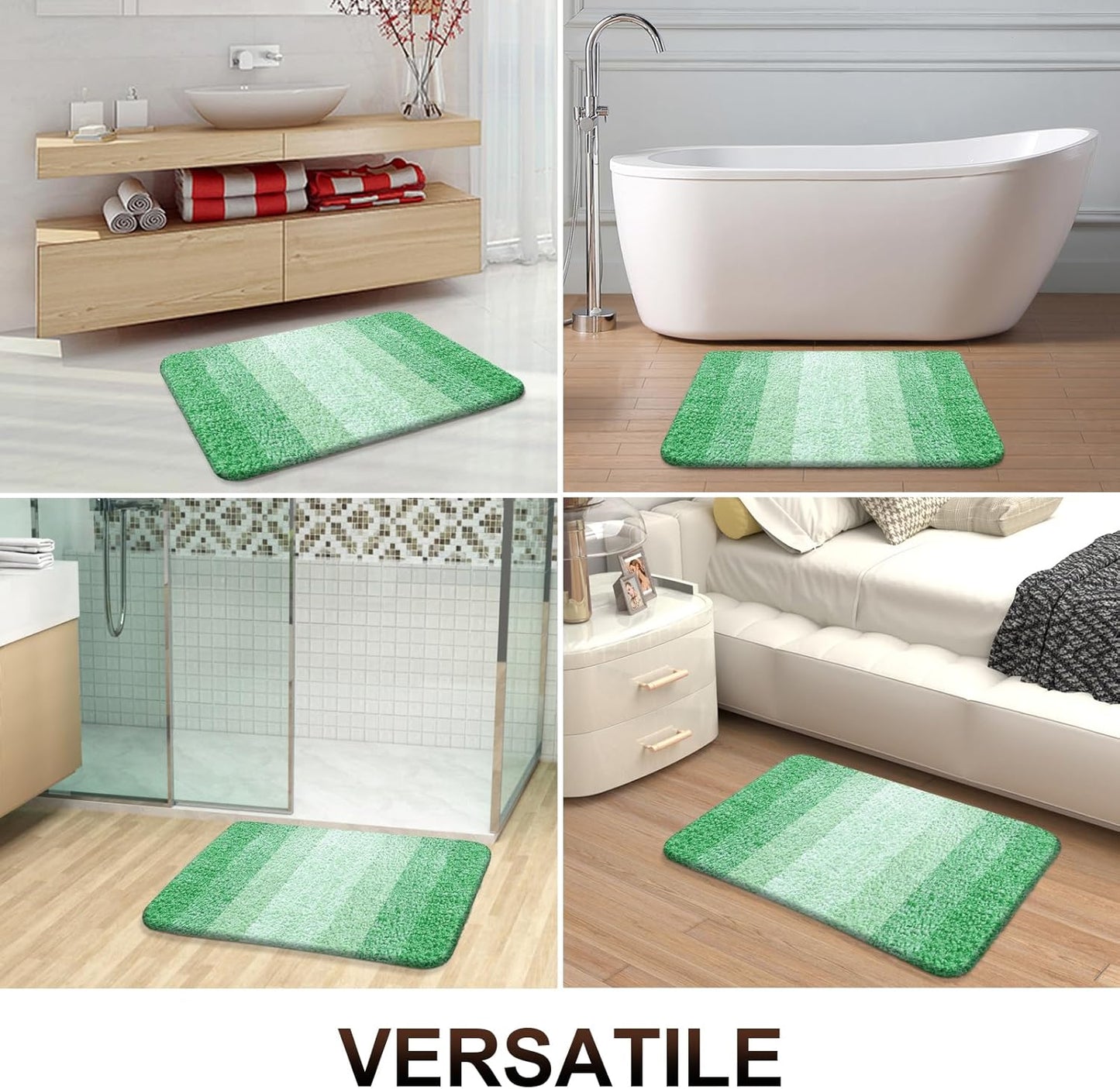 OLANLY Bathroom Rugs - Extra Soft Microfiber Mat 24x16 | Quick Dry, Rubber Backing, Green